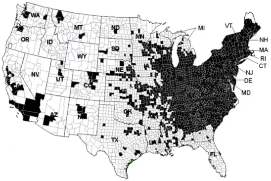Japanese beetle distribution map