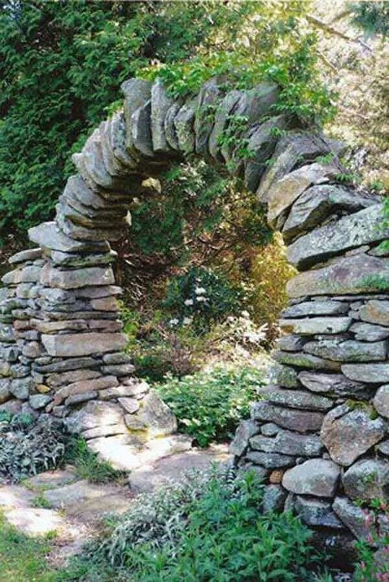 stone made moon gate for the moonlight garden