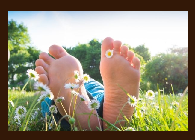barefoot in the lawn
