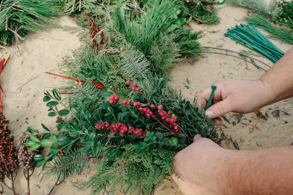 step 2 of wreath making