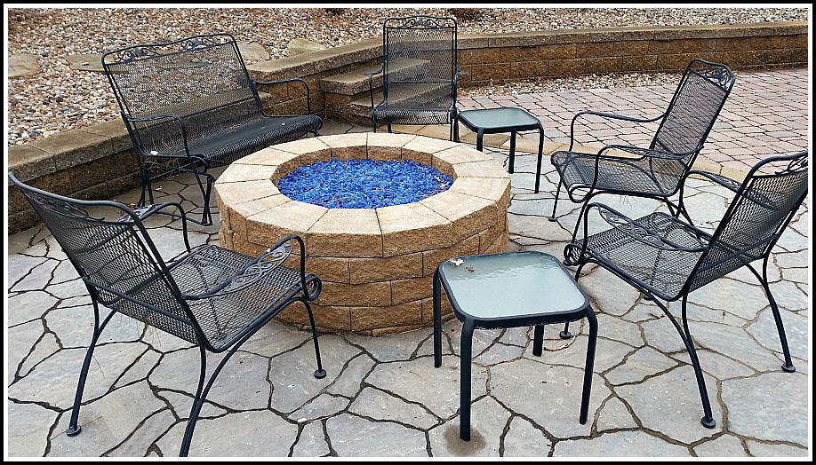 Gas fire pit with chairs