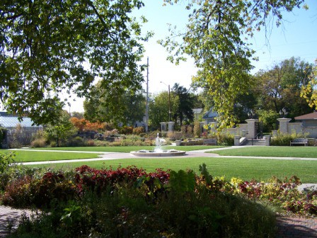 KSU Gardens is a series of rooms divided by open lawns and a fountain.
