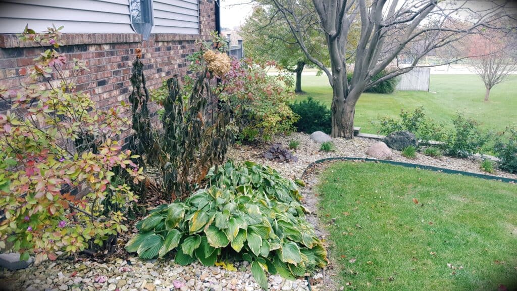 Fall cleanups on rocked landscape beds
